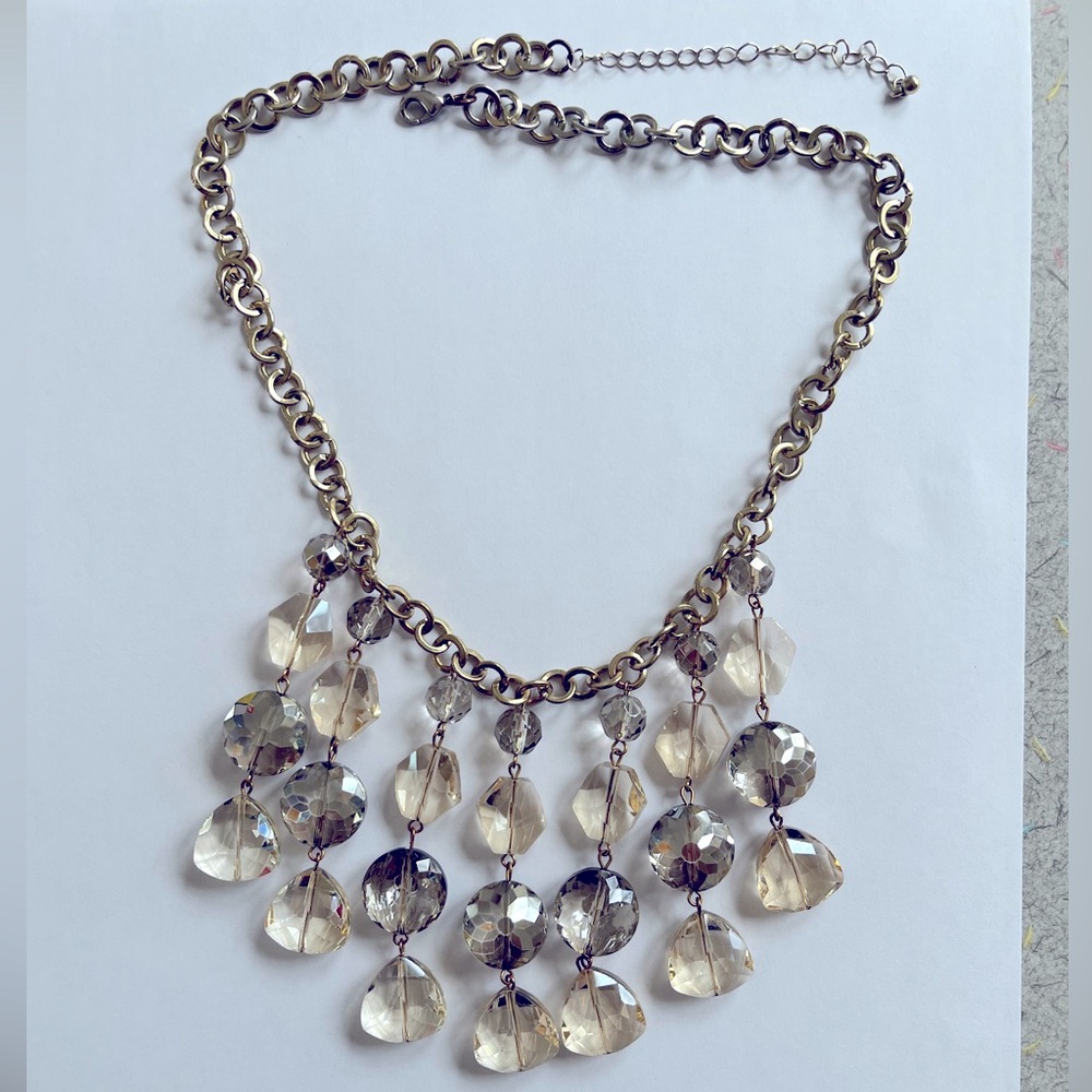 Francesca’s Statement Necklace (Neutral iridescent tones) gold chain